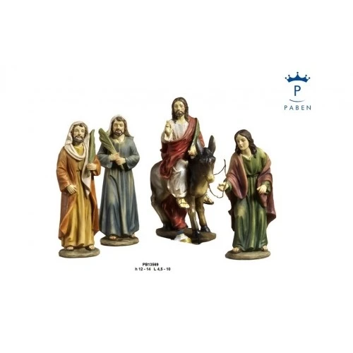 SET INGRESSO A GERUSALLEMME 4 SOGGETTI 14 CM. RESINA