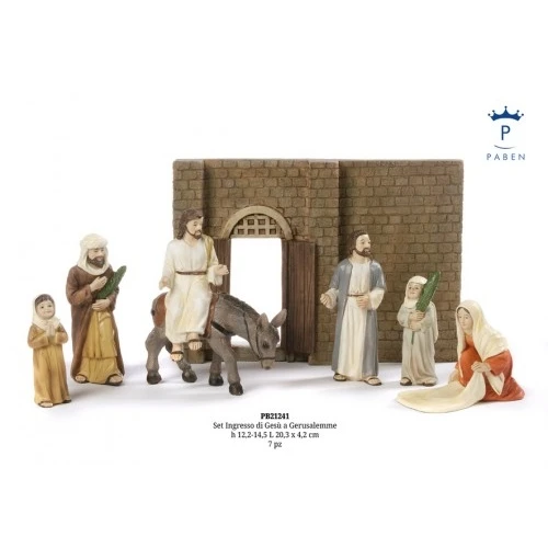 SET INGRESSO DI GESU' A GERUSALEMME 14.5 CM. 7 PZ. RESINA