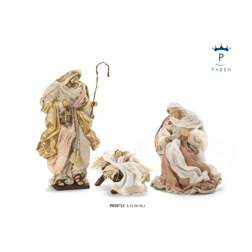SET NATIVITA' 36.5 CM. RESINA STOFFA LEGNO