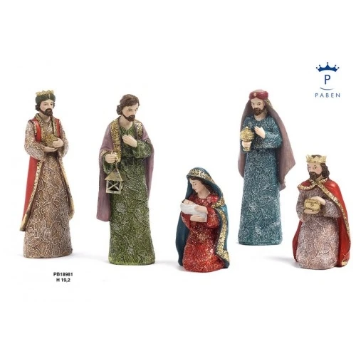 SET NATIVITA' CON RE MAGI 19.2 CM. 5 PZ RESINA