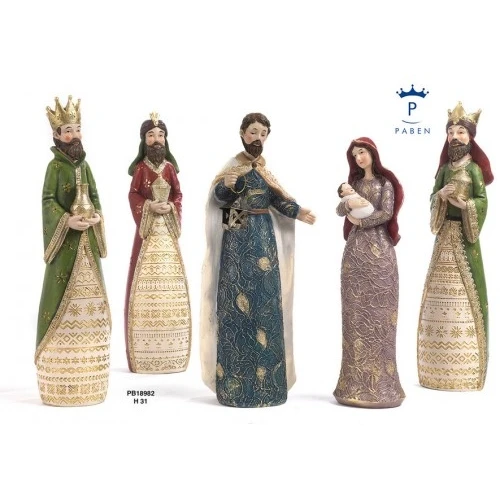SET NATIVITA'-RE MAGI 31 CM. 5 PZ RESINA
