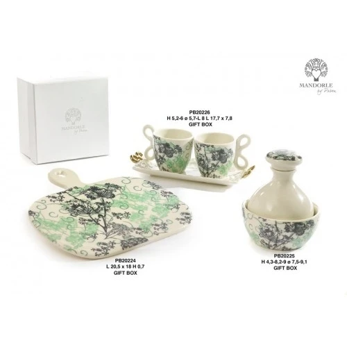 SET OLIERA - CIOTOLINA FLOREALE 9 CM. PORCELLANA