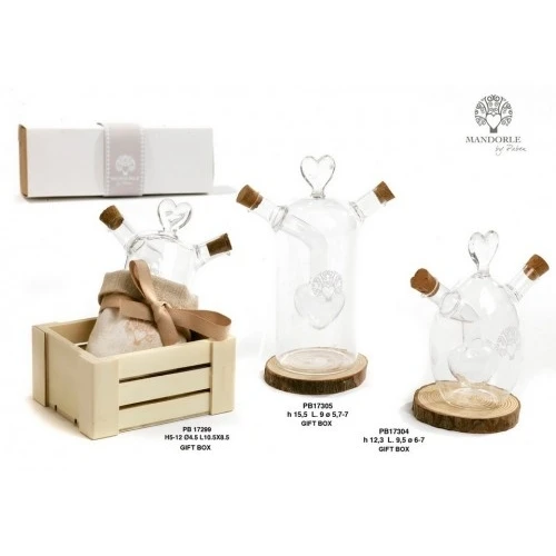 SET OLIERA PIATTINO 15.5 CM. VETRO-LEGNO