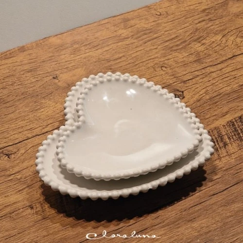 SET 2 PIATTINI CUORE BIANCO