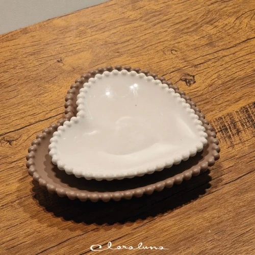 SET2 PIATTINI CUORE TORTORA BIANCO