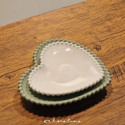 SET 2 PIATTINI CUORE VERDE BIANCO