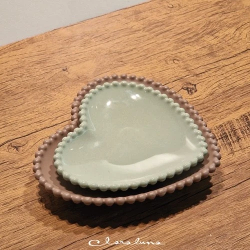 SET 2 PIATTINI CUORE TORTORA VERDE