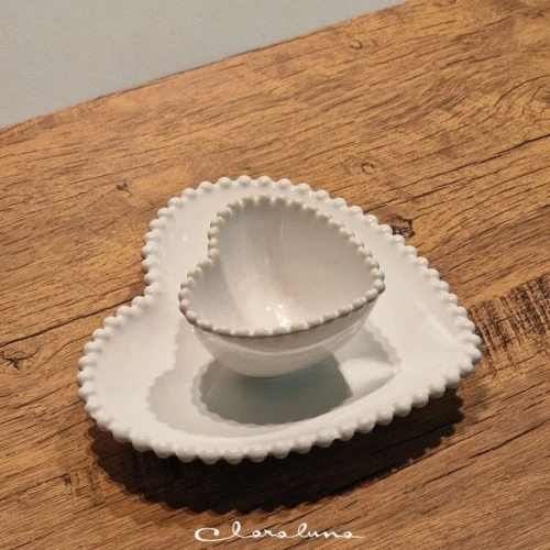 SET 2 PIATTINI CUORE BIANCO