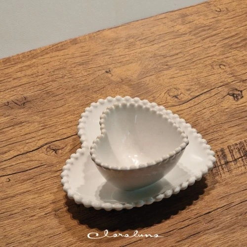 SET 2 PIATTINI CUORE BIANCO