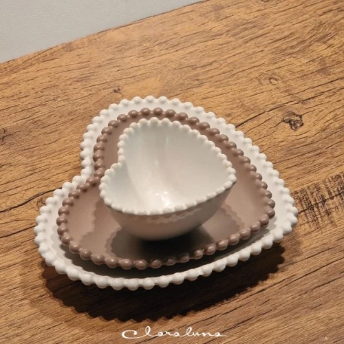SET 3 PIATTINI CUORE BIANCO TORTORA BIANCO
