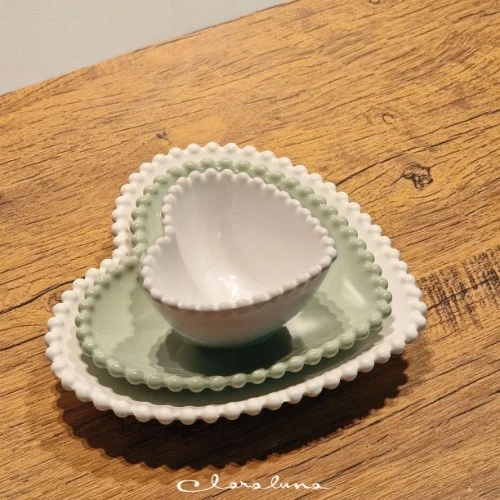SET 3 PIATTINI CUOREBIANCO VERDE