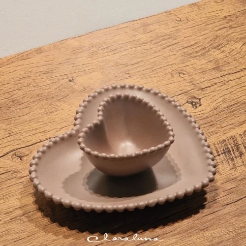 SET 2 PIATTINI CUORE TORTORA