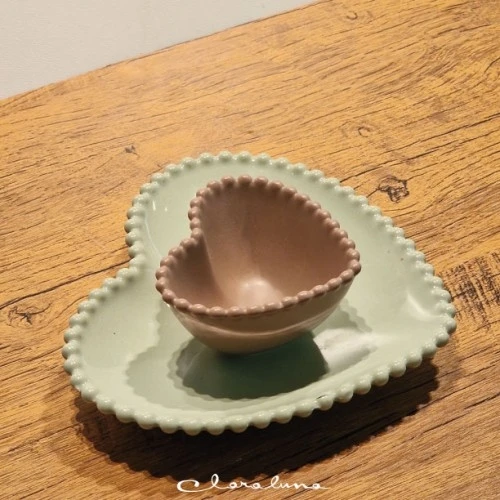 SET 2 PIATTINI CUORE VERDE TORTORA