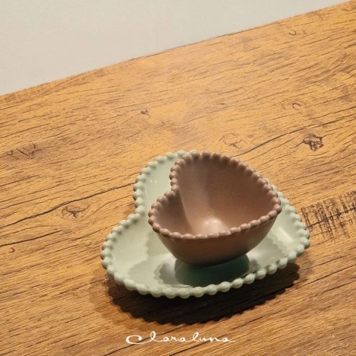 SET 2 PIATTINI CUORE VERDE E TORTORA