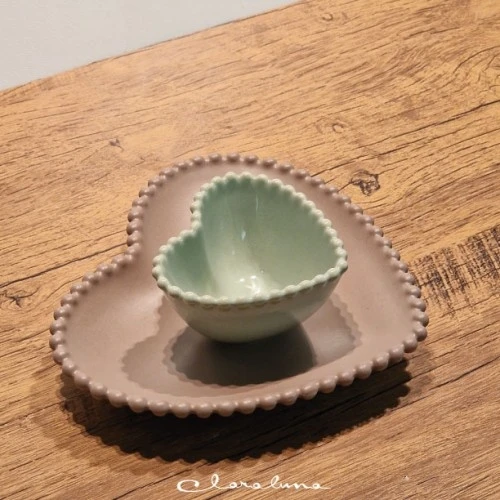 SET 2 PIATTINI CUORE TORTORA VERDE