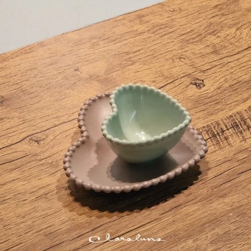 SET 2 PIATTINI CUORE TORTORA VERDE