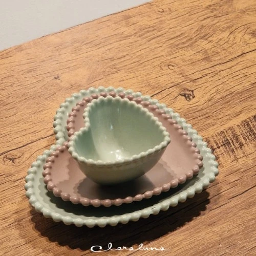 SET 3 PIATTINI CUORE VERDE TORTORA
