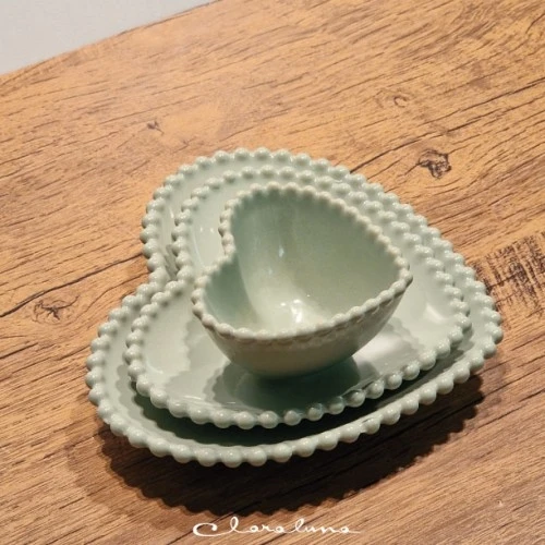 SET 3 PIATTINI CUORE VERDE