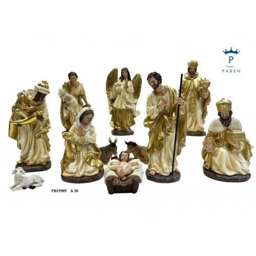 SET PRESEPE 30 CM. 11 SOG. RESINA ORO