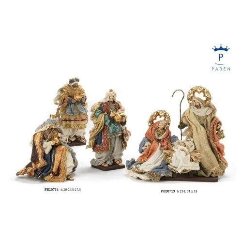 SET RE MAGI 27.5 CM. RESINA STOFFA LEGNO