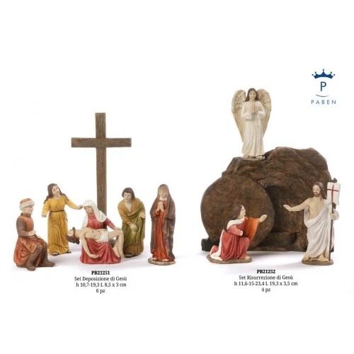 SET RISURREZIONE DI GESU' 23.4 CM. 4 PZ. RESINA