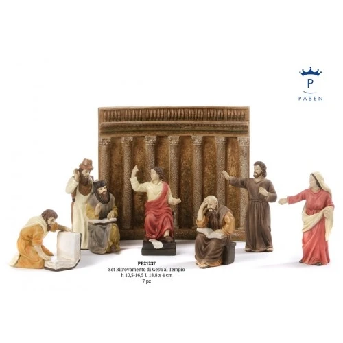 SET RITROVAMENTO DI GESU' AL TEMPIO 16.5 CM. 7 PZ. RESINA