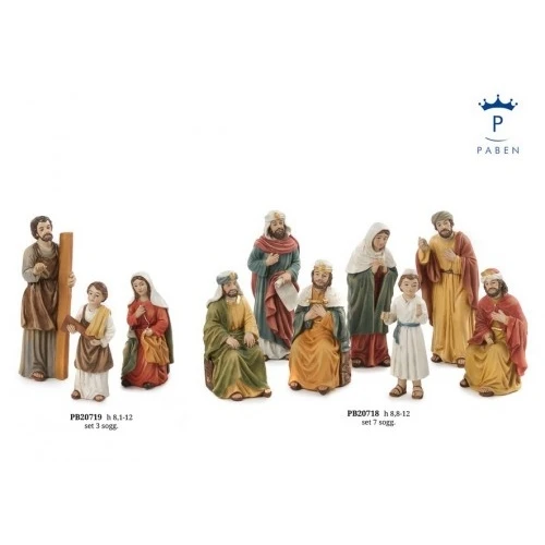 SET SACRA FAMIGLIA FALEGNAMI 12 CM. 3 PZ. RESINA