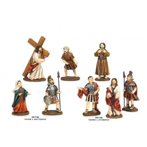SET SALITA AL CALVARIO GESU' 10.6 CM. 4 SOG. RESINA
