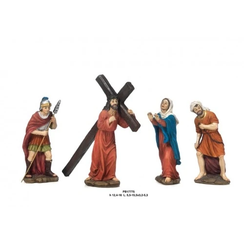 SET SALITA AL CALVARIO GESU' 16 CM. 4 SOGGETTI RESINA