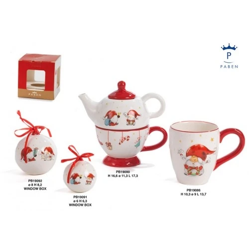 SET TEIERA-TAZZA NATALE 16.6 CM. CERAMICA
