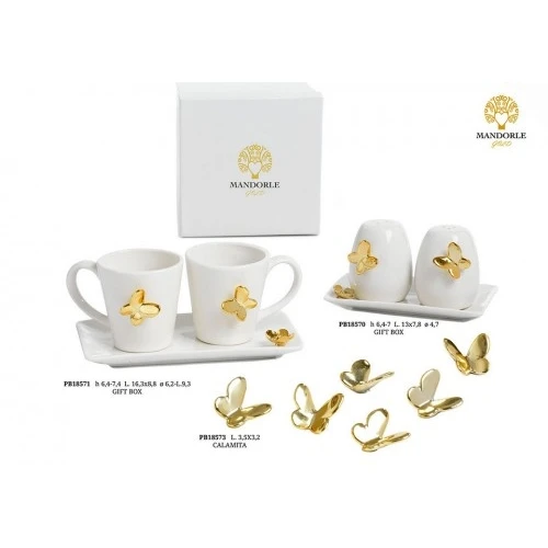 SET TETE-A-TETE FARFALLA ORO 7.4 CM. PORCELLANA