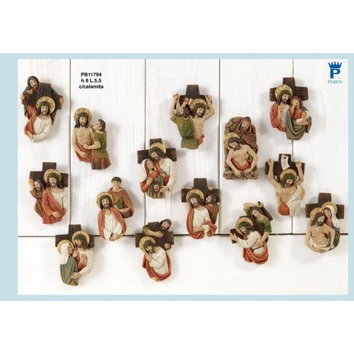 SET VIA CRUCIS 8 CM.14 PZ. RESINA CALAMITE