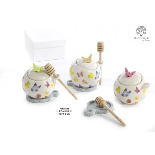 VASETTO MIELE FARFALLE 9.7 CM. PORCELLANA