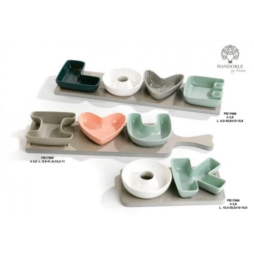 SET VASSOIO-2 CIOTOLE OK 20.5 CM. PORC-LEGNO