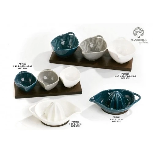 SET VASSOIO-3 CIOT. FOGLIA 27.2 CM. PORC-LEGNO