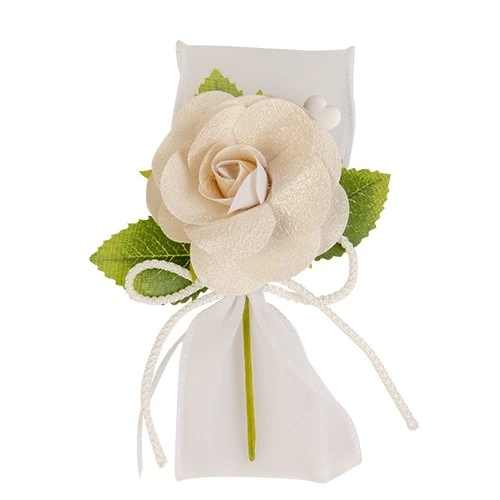 SETA RAMO FIOCCO CM.16 CREMA DECORAZIONE PER SACCHETTO CONFETTI