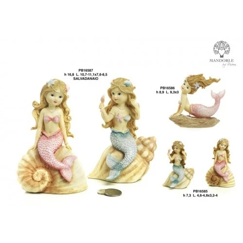SIRENETTA DISTESA/SCOGLIO 9.3 CM. RESINA
