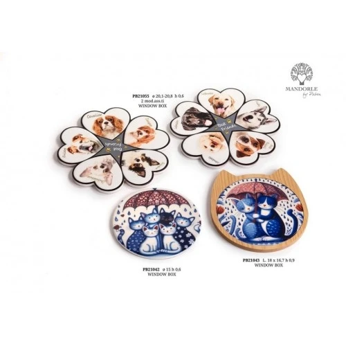 SOTTOPENTOLA CON CANI 20.8 CM. 2 AS. PORCELLANA