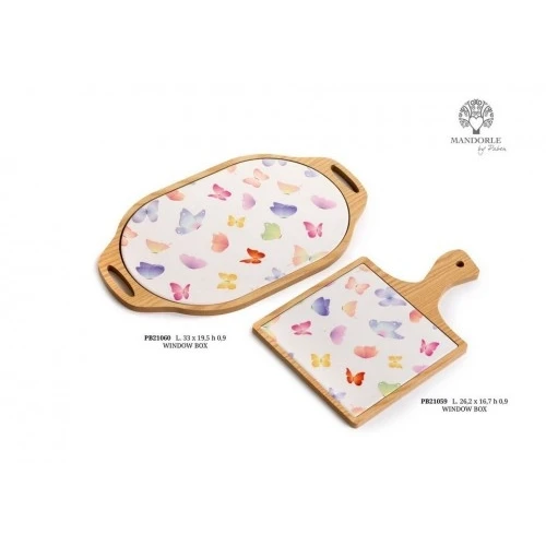 SOTTOPENTOLA CON FARFALLE 26.2 CM. PORCELLANA LEGNO