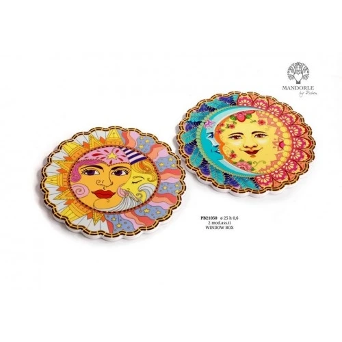 SOTTOPENTOLA CON SOLE - LUNA 25 CM. 2 AS. PORCELLANA