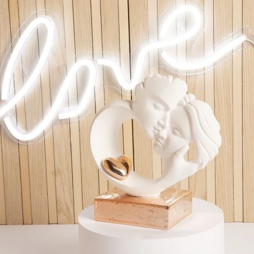 STATUA INNAMORATI CON BASE ORO ROSA