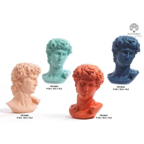 STATUA MEZZOBUSTO DAVID 28 CM. RESINA VERDE