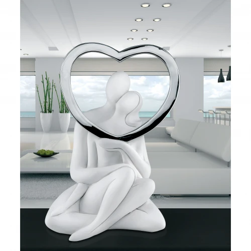 Statuina moderna con Innamorati Seduti e cuore