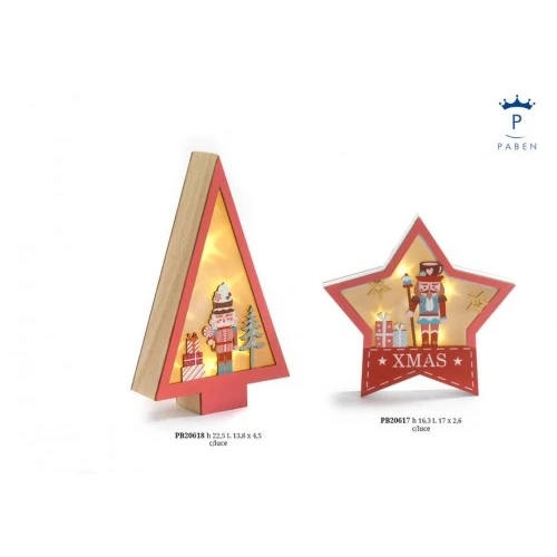 STELLA CON ANTICO GENERALE 16.3 CM. LEGNO LUCI