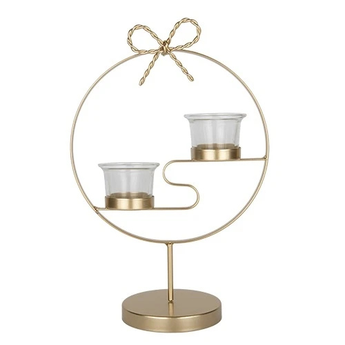 STEP 2 PORTA CANDELE CERCHIO ORO DM.20 H.28 