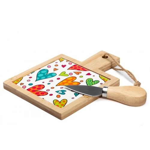 TAGLIERE 12X17 CUORICINI C/COLTELLO