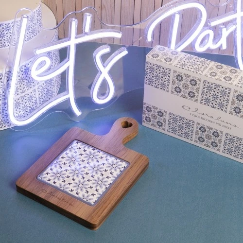 TAGLIERE ACACIA FIORI BLU