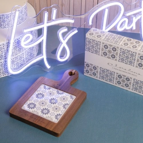 TAGLIERE ACACIA FIORI BLU/TORTORA