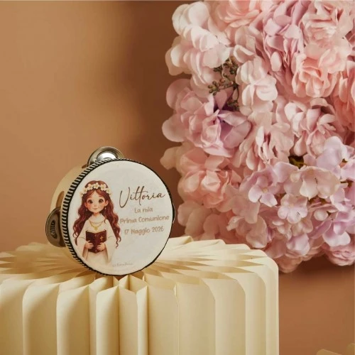 Bomboniere comunione bambina di Claraluna: Tamburello personalizzabile cm. 10,2x4,2
