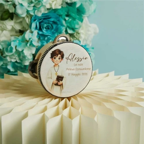 Tamburello Claraluna per Comunione Maschio Cm. 10,2X4,2